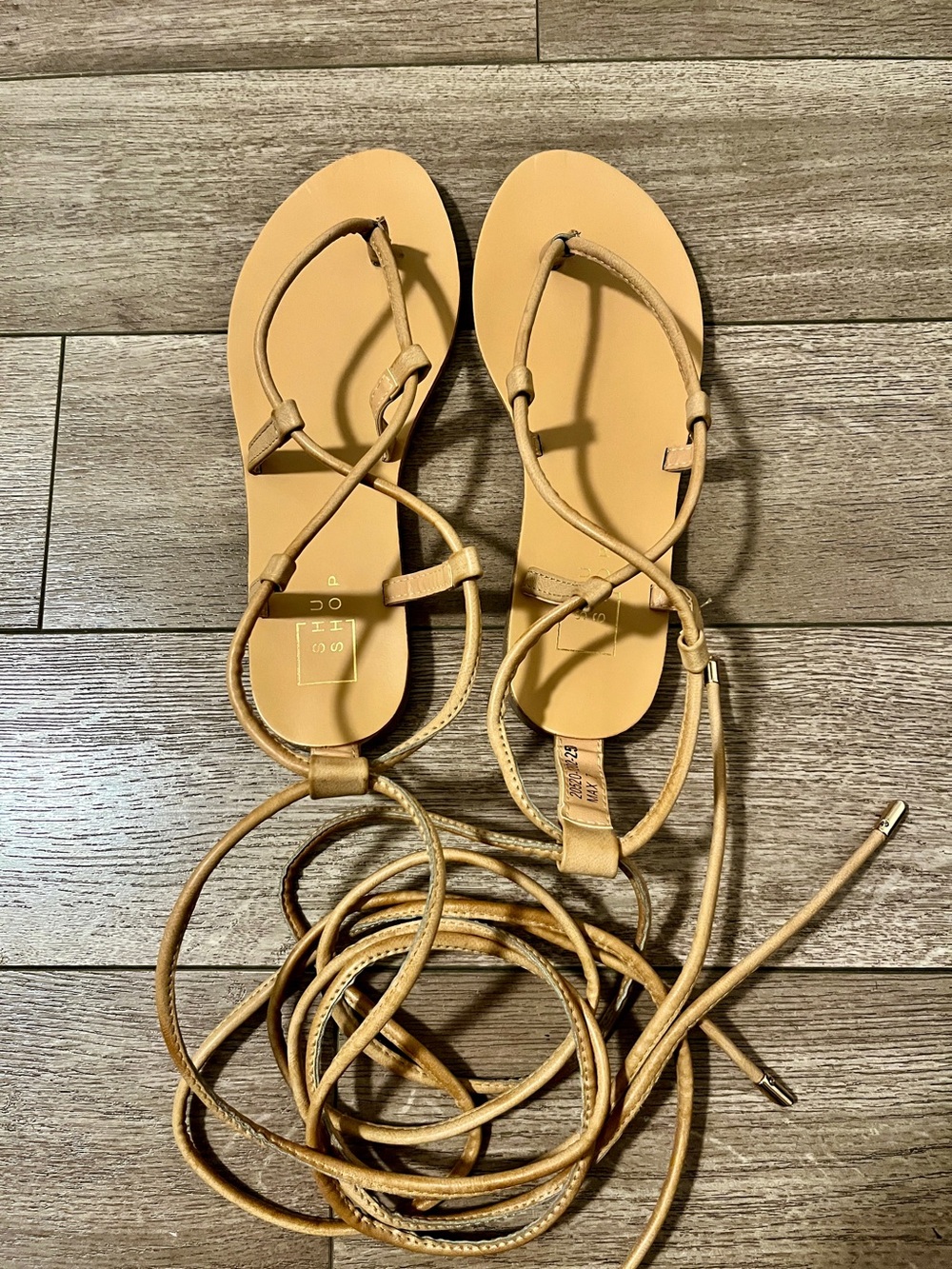 ShuShop Tan Lace-Up Gladiator Sandals